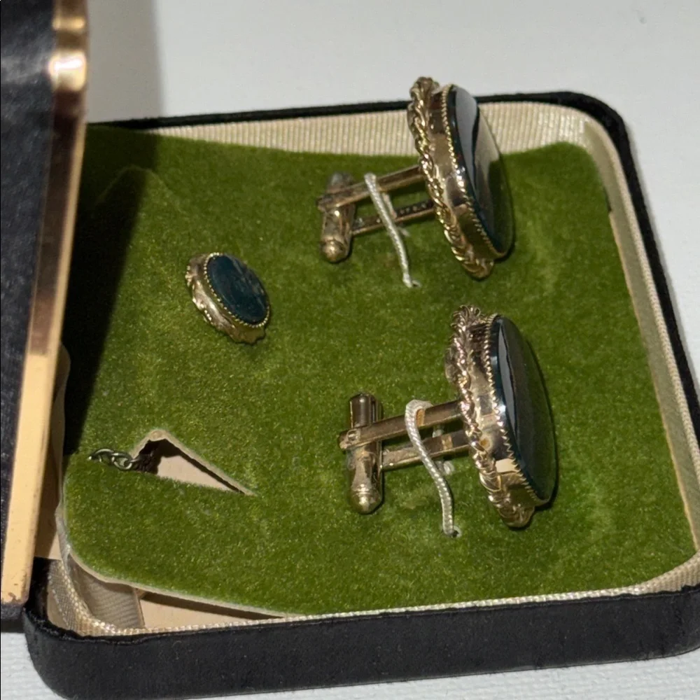 Steval 1/20 12K Gold Filled Cufflinks Jewelry Set preowned built w/original box